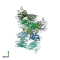 PDB entry 4mcm coloured by chain, side view.