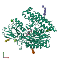 PDB entry 4mcq coloured by chain, front view.
