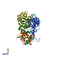 PDB entry 4mcx coloured by chain, side view.