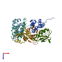 PDB entry 4mcx coloured by chain, top view.