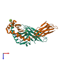 PDB entry 4mcz coloured by chain, top view.