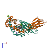PDB entry 4md0 coloured by chain, top view.