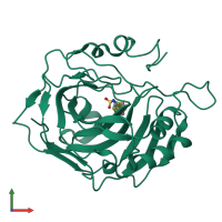 PDB entry 4mdg coloured by chain, front view.