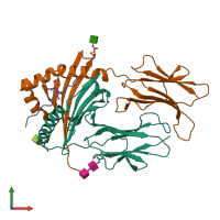 PDB entry 4mdi coloured by chain, front view.
