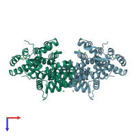 PDB entry 4mdv coloured by chain, top view.