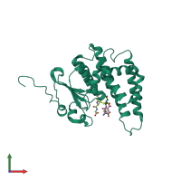 PDB entry 4mf6 coloured by chain, front view.