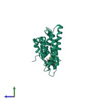 PDB entry 4mf6 coloured by chain, side view.