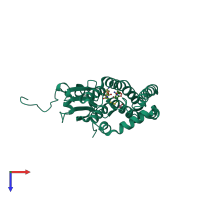 PDB entry 4mf6 coloured by chain, top view.