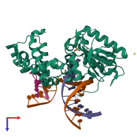 PDB entry 4mf8 coloured by chain, top view.