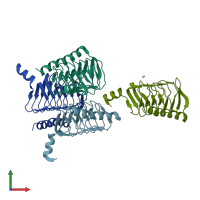 PDB entry 4mfg coloured by chain, front view.