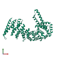 PDB entry 4mfu coloured by chain, front view.