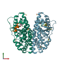 PDB entry 4mg5 coloured by chain, front view.