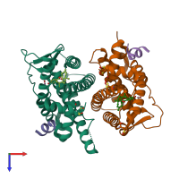 PDB entry 4mg7 coloured by chain, top view.