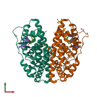 PDB entry 4mgd coloured by chain, front view.