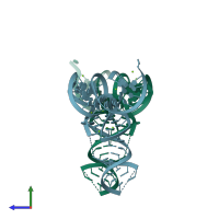 PDB entry 4mgm coloured by chain, side view.