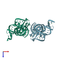 PDB entry 4mgm coloured by chain, top view.