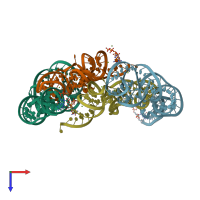 PDB entry 4mgn coloured by chain, top view.