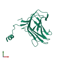 PDB entry 4mgq coloured by chain, front view.