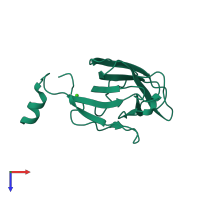 PDB entry 4mgq coloured by chain, top view.