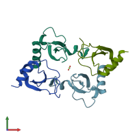 PDB entry 4mhe coloured by chain, front view.