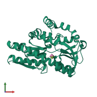 PDB entry 4mhf coloured by chain, front view.