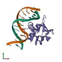 PDB entry 4mhg coloured by chain, front view.