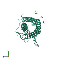 PDB entry 4mhl coloured by chain, side view.