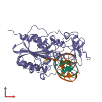 PDB entry 4mht coloured by chain, front view.