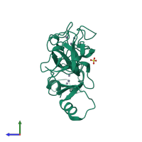 PDB entry 4mi5 coloured by chain, side view.