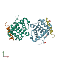 PDB entry 4mi8 coloured by chain, front view.