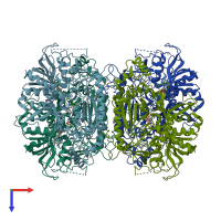 PDB entry 4mif coloured by chain, top view.