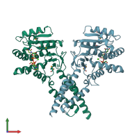 PDB entry 4mix coloured by chain, front view.