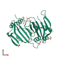 PDB entry 4mjf coloured by chain, front view.