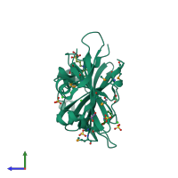 PDB entry 4mjf coloured by chain, side view.