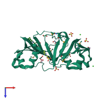 PDB entry 4mjf coloured by chain, top view.