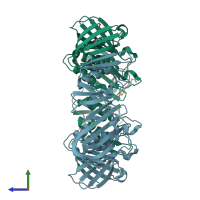 PDB entry 4mjq coloured by chain, side view.