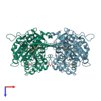 PDB entry 4mjw coloured by chain, top view.