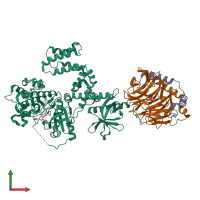 PDB entry 4mk0 coloured by chain, front view.