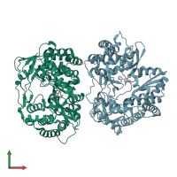 PDB entry 4mk7 coloured by chain, front view.
