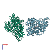 PDB entry 4mk7 coloured by chain, top view.