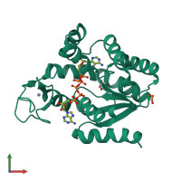 PDB entry 4mkh coloured by chain, front view.
