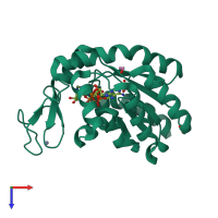 PDB entry 4mkh coloured by chain, top view.