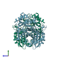 PDB entry 4mks coloured by chain, side view.
