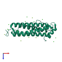 PDB entry 4mku coloured by chain, top view.