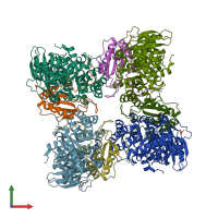 PDB entry 4mkv coloured by chain, front view.