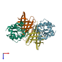 PDB entry 4ml7 coloured by chain, top view.