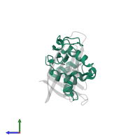 Lysozyme C in PDB entry 4ml7, assembly 1, side view.