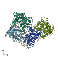PDB entry 4mlb coloured by chain, front view.