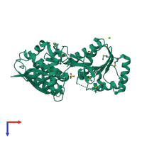 PDB entry 4mlc coloured by chain, top view.