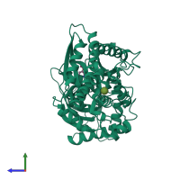 PDB entry 4mle coloured by chain, side view.